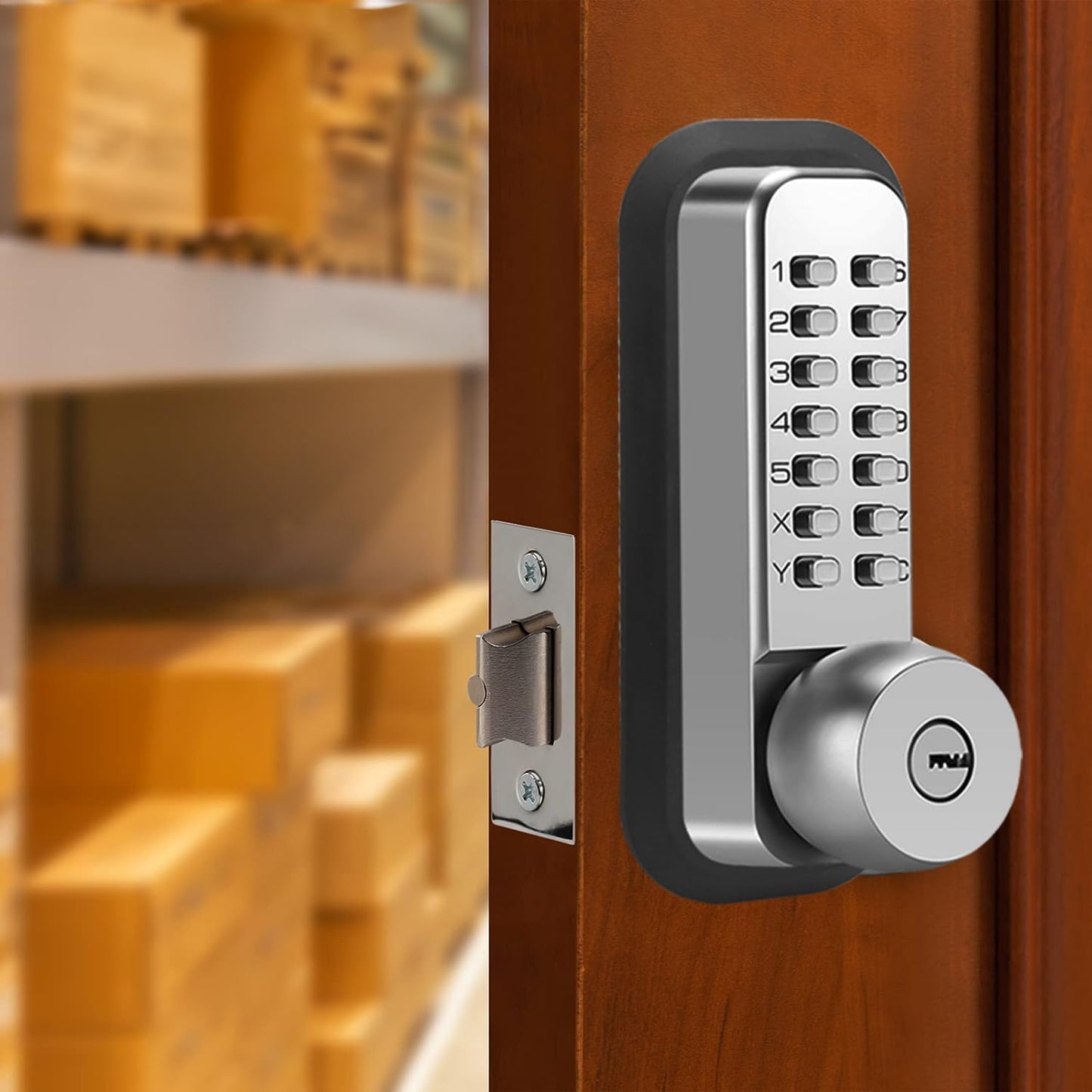 MeHiMe Mechanical Keyless Door Lock - No Electronic, Easy to Install, Keypad Handle for Garage, Hotel, Office, Warehouse