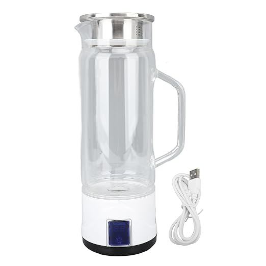 Hydrogen Water Bottle, 1000ml Hydrogen Water Bottle Generator with Efficient Electrolysis, High Borosilicate Glass, Handle, for Home Fitness Office