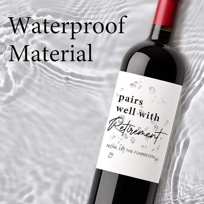 8 Pcs Retirement Wine Labels, Retirement Gifts for Women Men, Happy Retirement Party Decorations Wine Bottle Stickers Gifts for Coworker Grandparents Pairs Well with Retirement Wine Labels