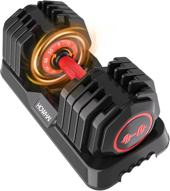 HOWHAI 55lb Adjustable Dumbbell, 10 in 1 Hand Adjustable Weights Dumbbell with Anti-Slip Texture Handle, Exercise & Fitnes...