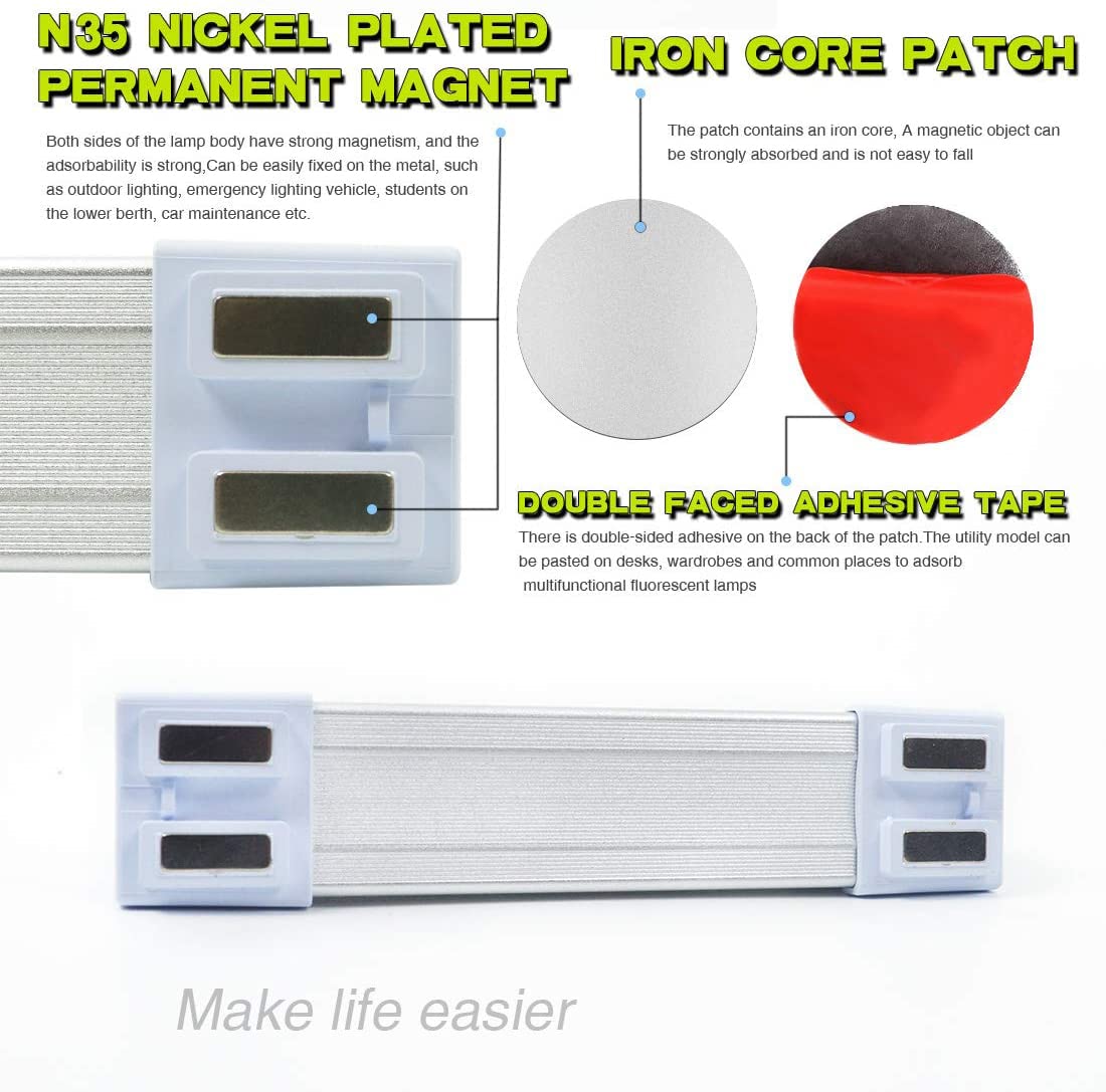 LETOUR LED Tube Magnetic Work Light 6000 Lumens, USB Rechargeable, 10400mAh, 80 Hours Endurance, Portable, Plastic, Lt-lt120 120W