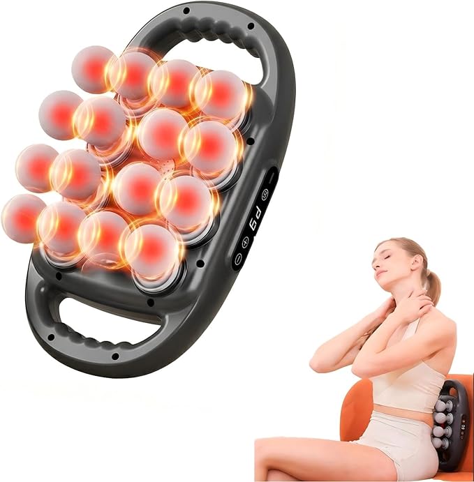 shupti 16 Head Massage Gun Deep Tissue, 9 Speed Adjustable Percussion Massager for Muscle Tension Relaxation - Quiet Porta...