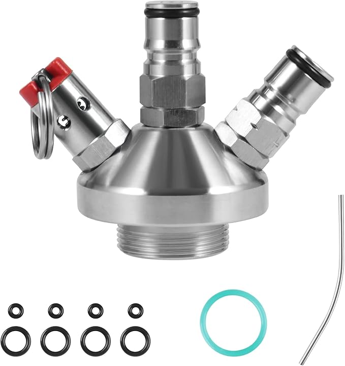 Marinersbrew Mini Keg Dispenser,5L Mini Keg Spear,Stainless Steel Ball Lock Quick Fitting Mini Keg Growler with 10.82" Stainless Steel Hose (With Stainless Steel Hose)