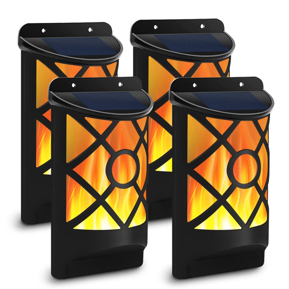 Aityvert Solar Flame Lights Outdoor, 66 LED Waterproof Flickering Lights, 4 Pack, Black, Model YU9605-6