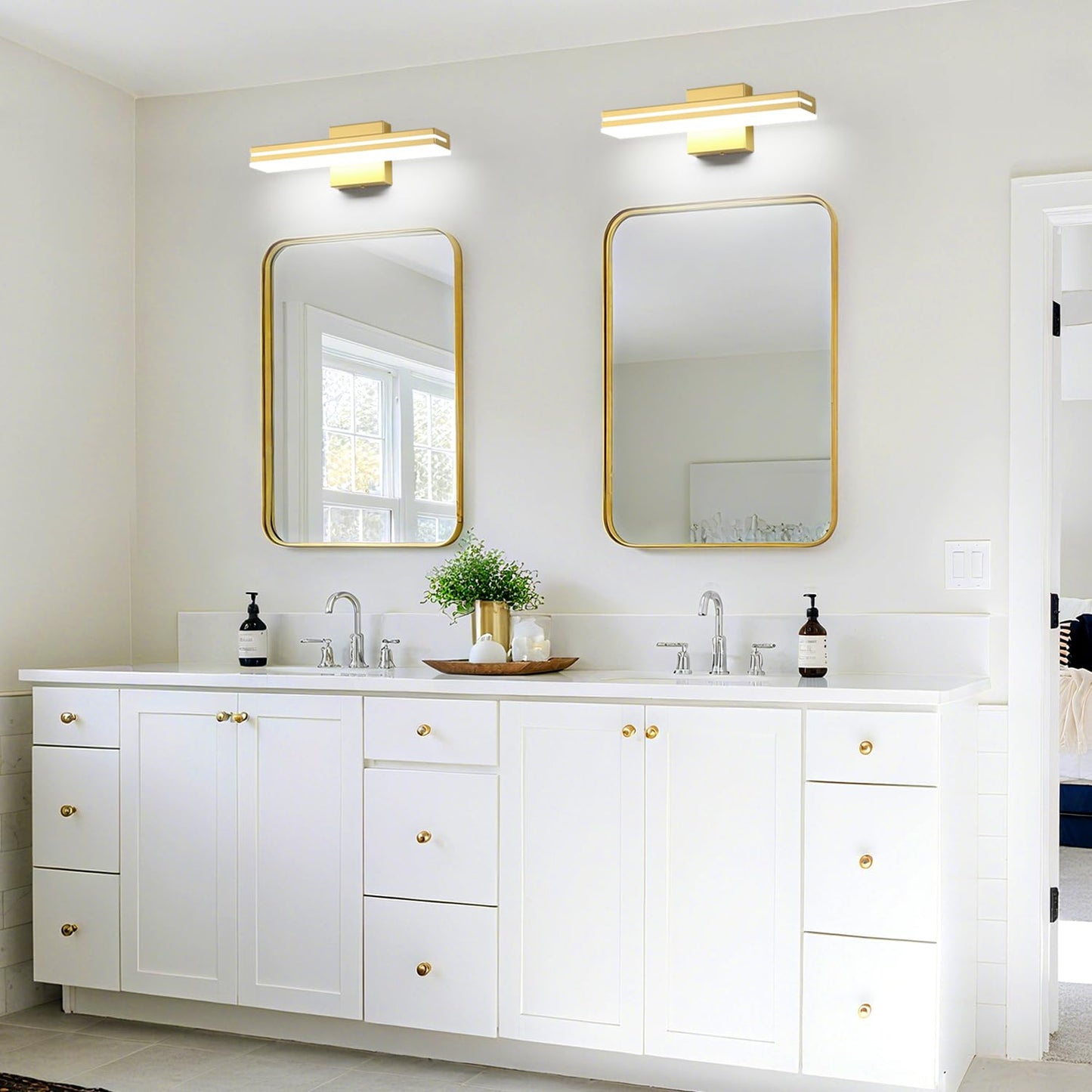 Sinerise 16-Inch Led Modern Bathroom Vanity Light Bar  Gold Modern Acrylic Bathroom Wall Lighting Fixtures Over Mirror (Cool White 6000K)