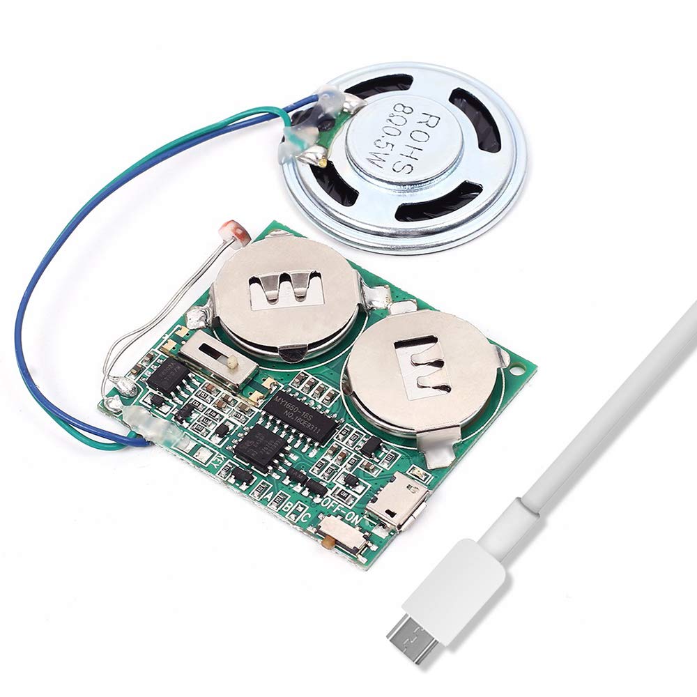 Icstation Diy Light Sensor Sound Module, Micro Usb Recordable Sound Chip 8M Memory Speaker Talking Programmable Music Player Box