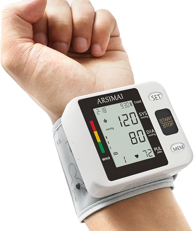 ARSIMAI Wrist Accurate Automatic High Blood Pressure Monitors Portable LCD Screen Irregular Heartbeat Monitor with Storage...