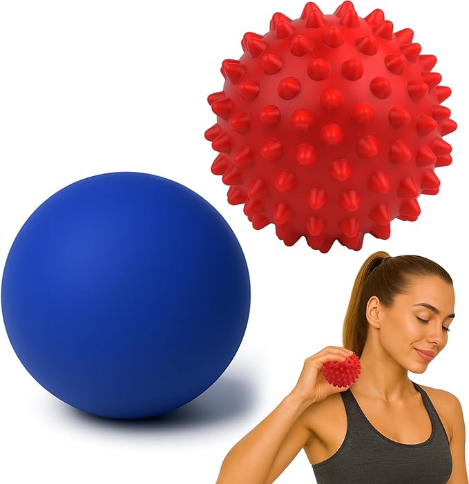 Physical Massage Therapy Ball Set: Lacrosse & Spiky Ball Set for Myofascial Release, Plantar Fasciitis, Stress Relief for ...