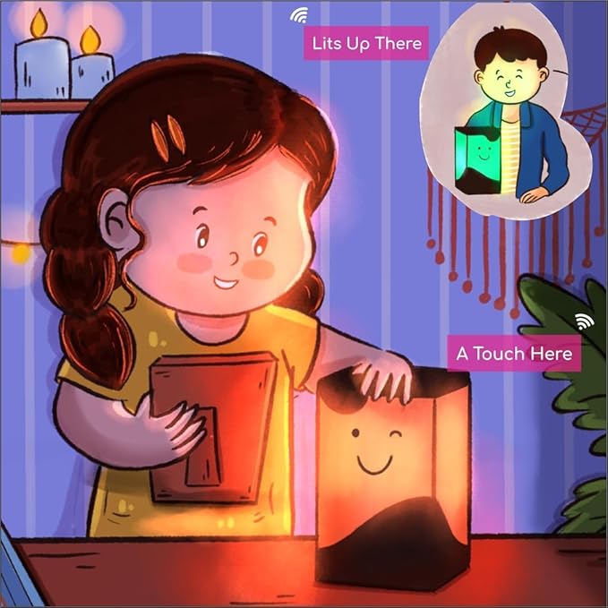 Telepathy Toddlers – Cute Long Distance Lamp for Mother's Day | No Subscription Required, Wi-fi enabled LED Touch Lamp, Distance Lights For Friendship & Long Distance Relationship (Set of 3)