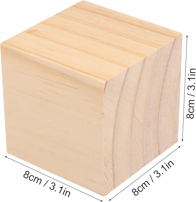 GNIEMCKIN 10 Packs Wooden Blocks for Crafts, 3.15 Inch Pine Wood Cubes, Wooden Cubes for Paint, Stamp, Decorate, DIY Projects and Personalized Gifts