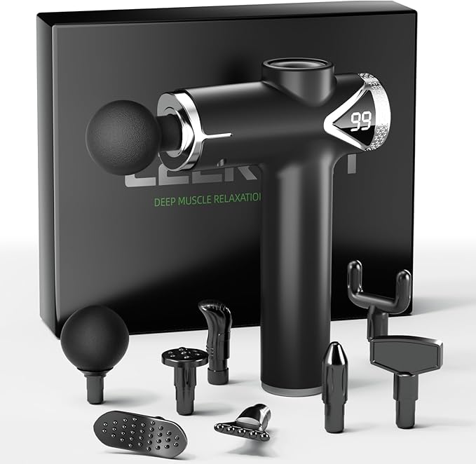 LEERCON Massage Gun Deep Tissue, Percussion Massage Gun for Pain Relief Muscle Back Massager Gun for Athletes with 8 Attac...