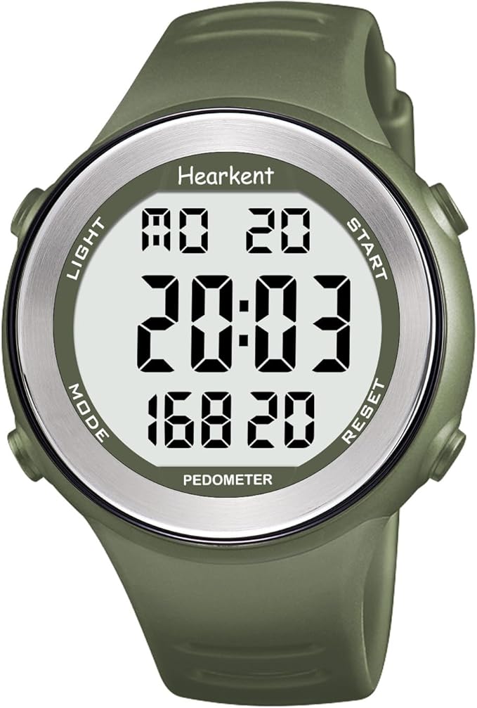 Hearkent Waterproof Pedometer Watch No APP with Light, Digital Display Step Counter Watch for Calories Seconds Alarm Step...