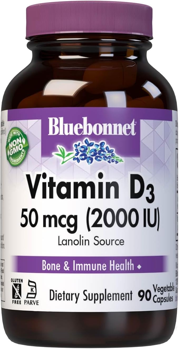 BlueBonnet Vitamin D3 2000 IU Vegetable Capsules, 90 Count