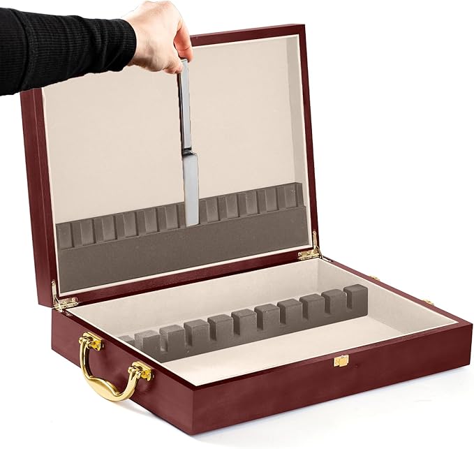Wooden Silverware Chest without Silverware, Flatware Storage Box with Felt Lined, Silverware Organizer with Lid, Silverware Case for 12 Sets of Utensils, Brown