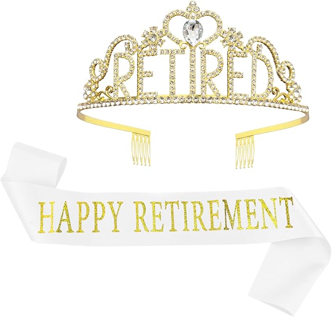 JETKONG Retirement Party Decorations Retired Tiara/Crown, Retired Sash for Women Retirement Gifts, Retirement Party Suppli...