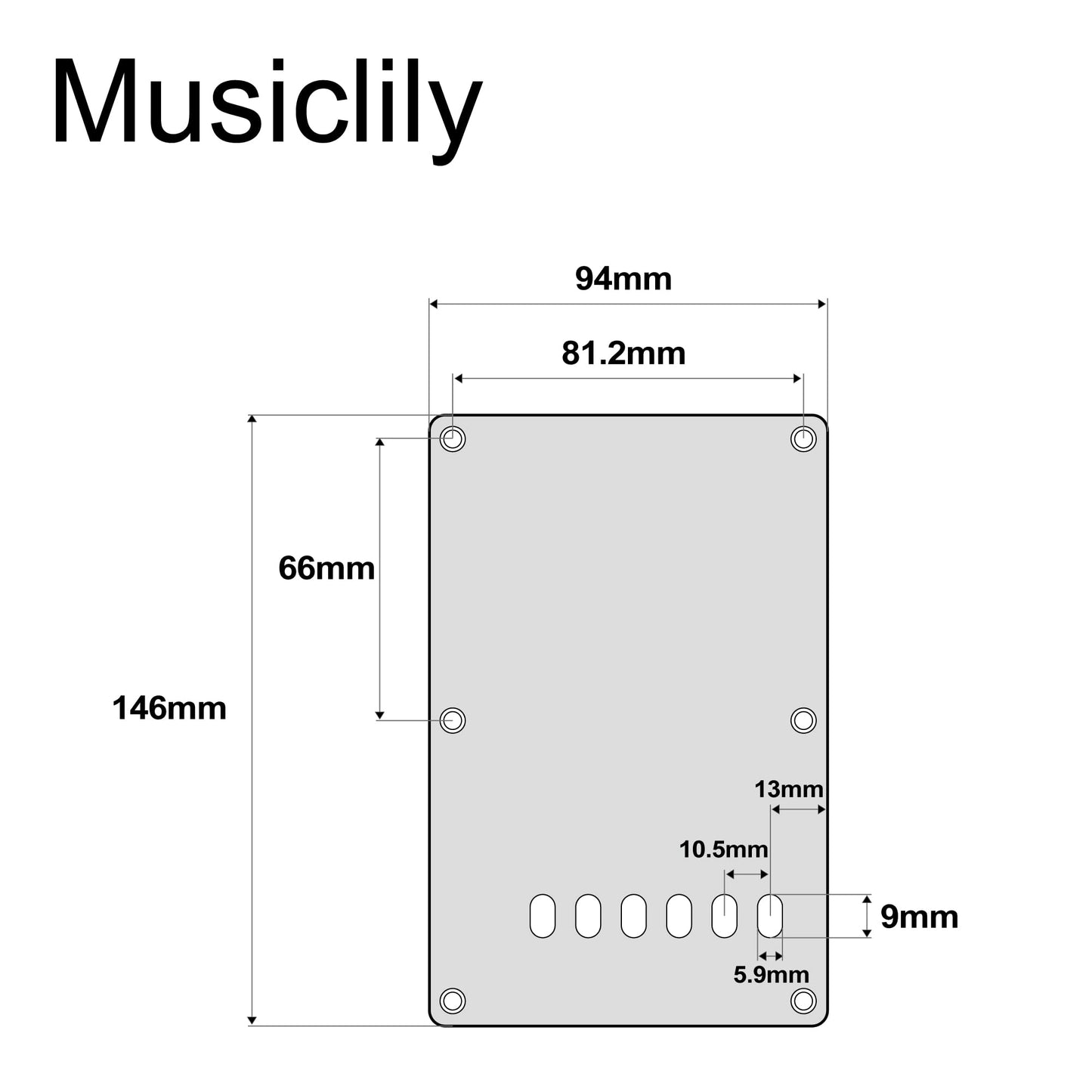 Musiclily Guitar Back Plate Tremolo Cavity Cover Backplate For China Made Squier Guitar Parts, 4Ply Pearl Black