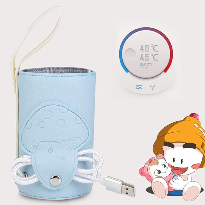Portable Milk Warmer,Baby Bottle Warmer, USB Baby Bottle Warmer Portable Milk Travel Storage Insulation Thermostat(Blue), Baby Bottle Warmer for breastmilk car Baby Bottle Warmer Infant Feeding