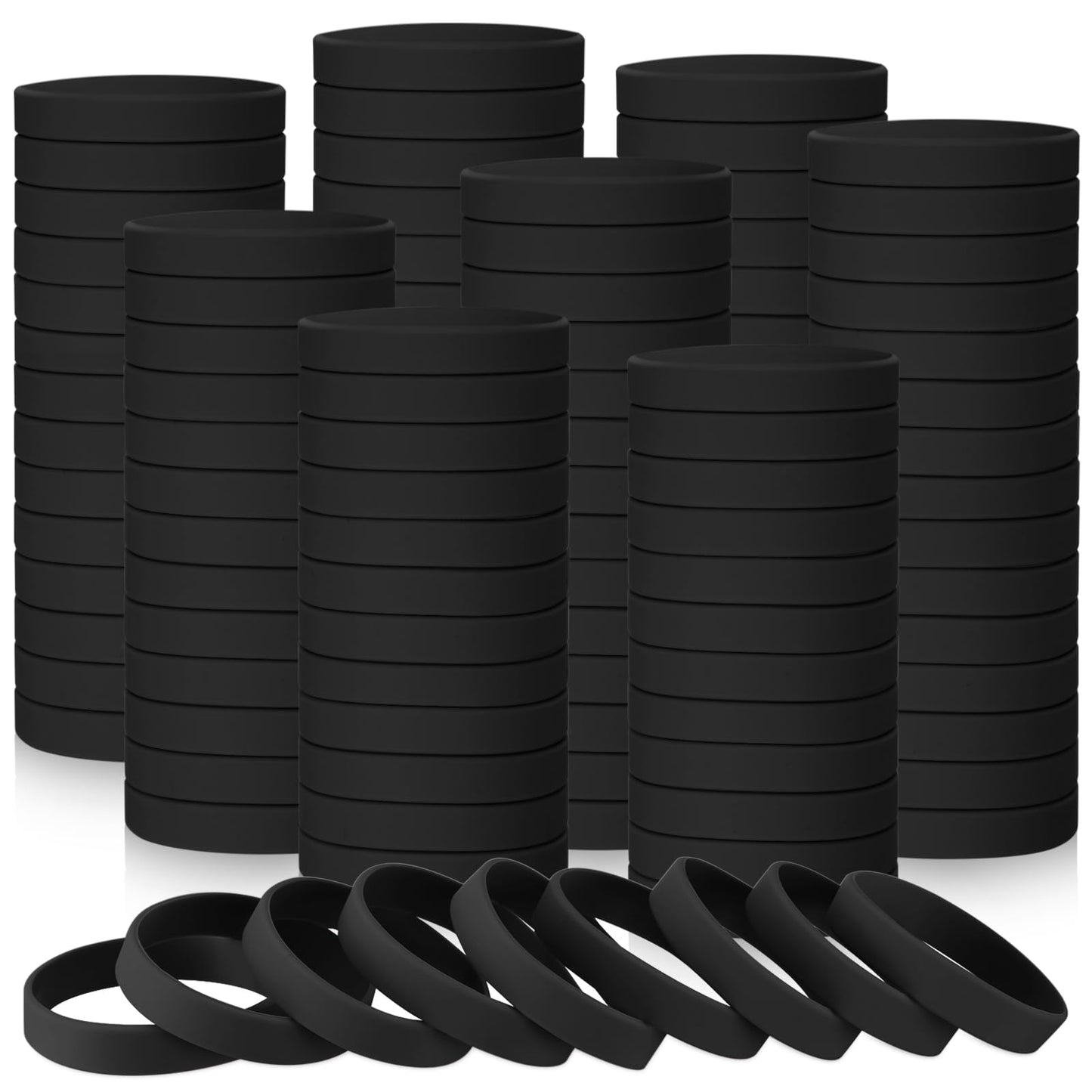 Liliful 100 Pcs Silicone Rubber Wristbands Rubber Wristband Bracelet Bands for Silicone Wristbands for Women Men(Black)