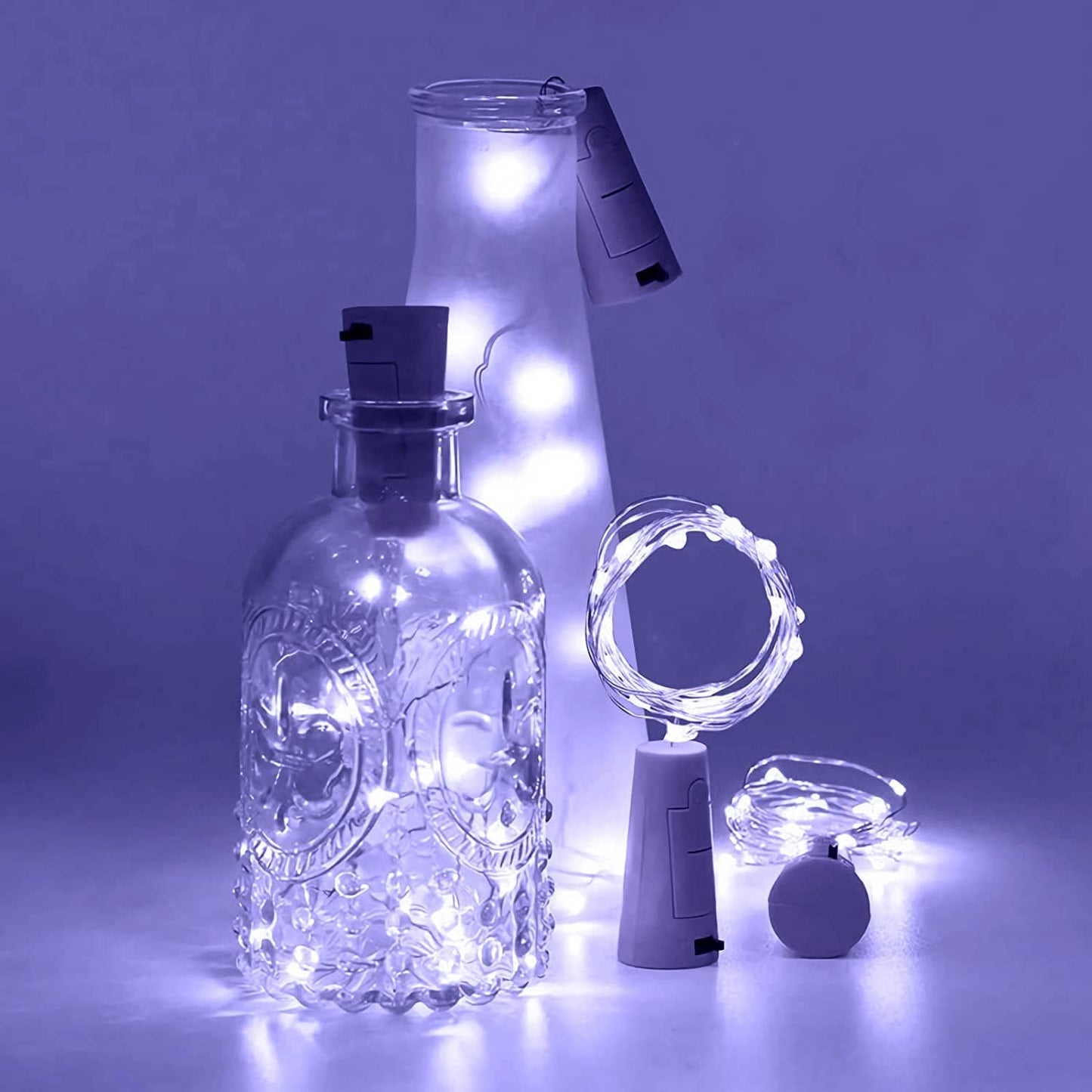 VOOKRY Wine Bottle Lights String - 15 Pack, 20 LEDs, Battery Operated, Cool White, Cork Light for Party, Wedding, Halloween, Christmas