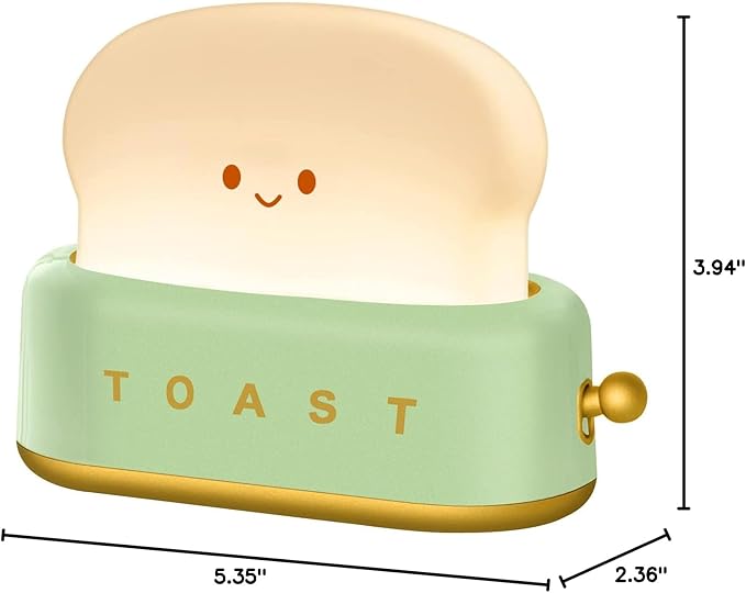 Cute Desk Decor Toaster Lamp, Kawaii Accessories Small LED Night Light for Kids Teen Girls, Room Decor Toast Lamp for Bedroom, Bedside, Living Room Aesthetic Stuff,Gift