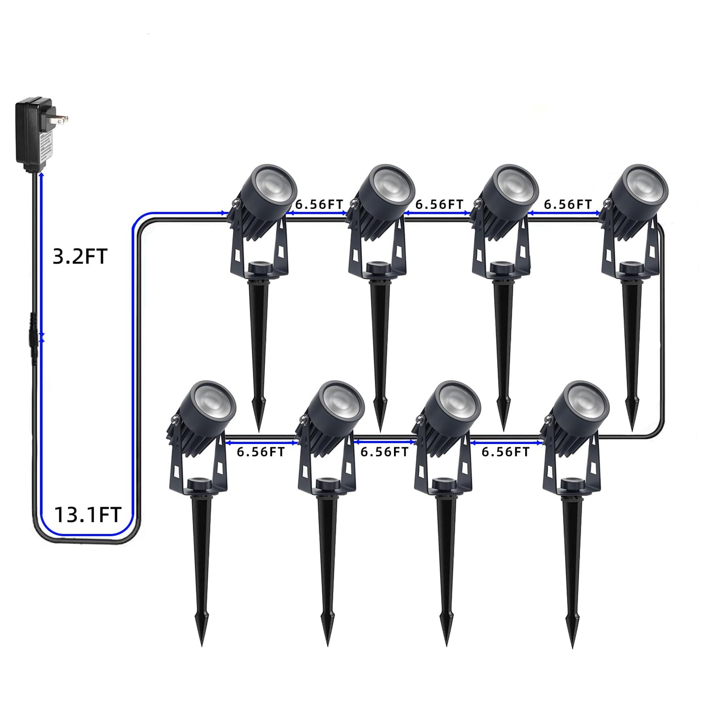 Sathem Smart RGB LED Spotlights, IP65 Waterproof, 8 Pack, Aluminum, Black, Model LS000C8