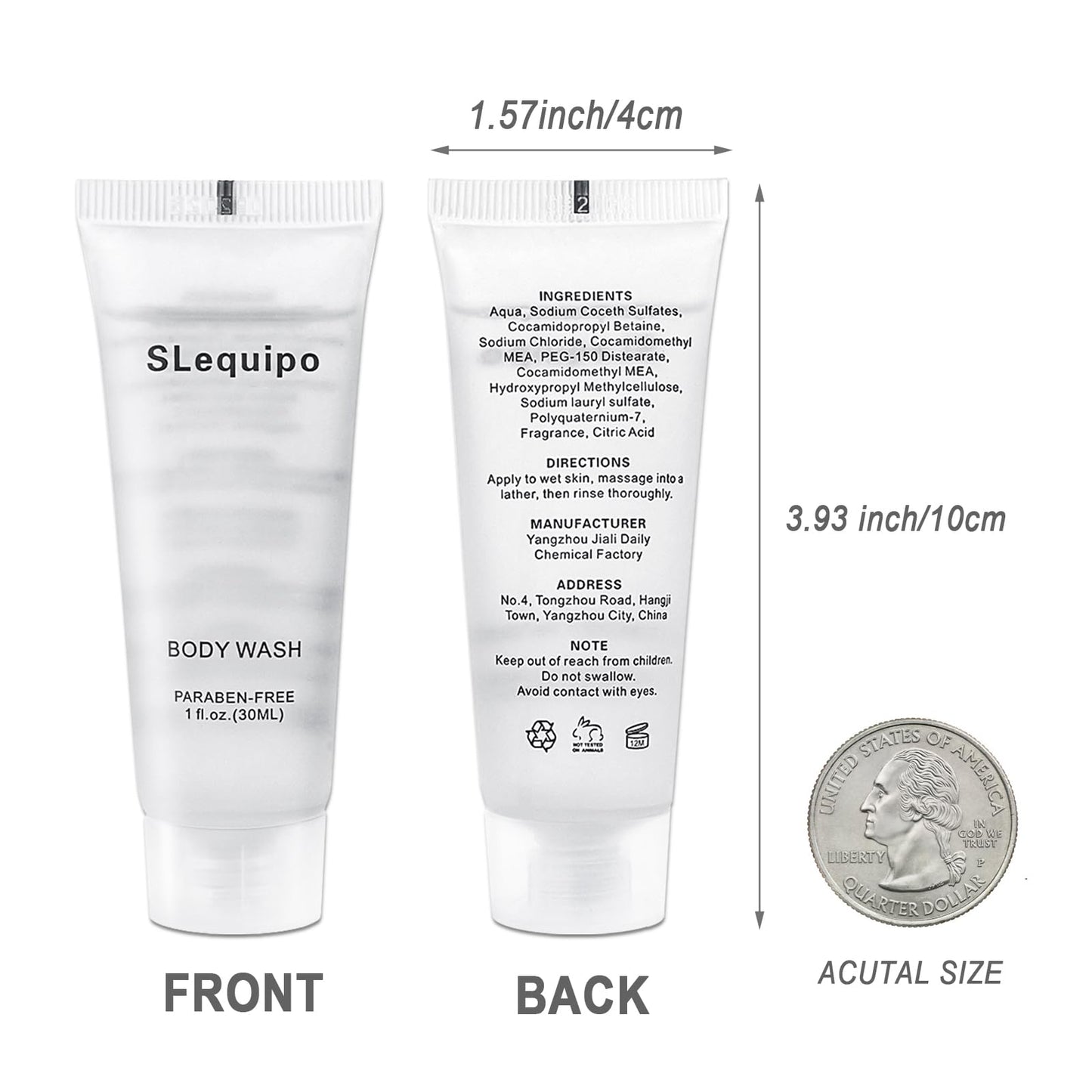 SLequipo Travel Size Body Wash (1 fl oz, 100 Pack), Refreshing Hotel Body Wash, Mini and Small Size Guest Hotel Toiletries in Bu