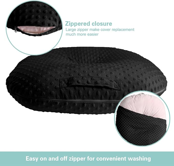 OWLOWLA Newborn Lounger Cover,Minky Removable Slipcover Fits Newborn Lounger for Baby Boy Girl(True Black)