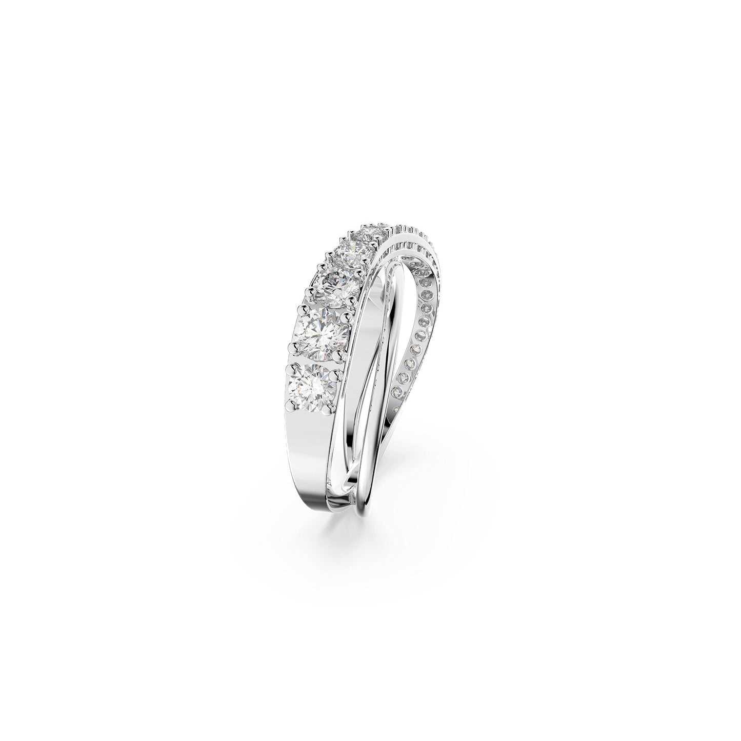 Swarovski Women's Hyperbola Ring, Clear Crystal Stones in a Spiral Design, Rhodium Finished Setting, Size 5