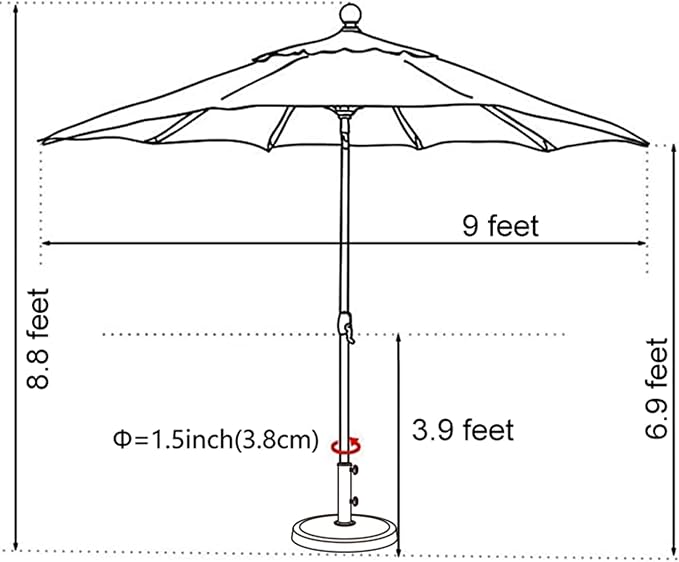 EliteShade USA 10-Year-Non-Fading 9Ft Market Umbrella Patio Umbrella Outdoor Table Umbrella with Ventilation, Navy Blue