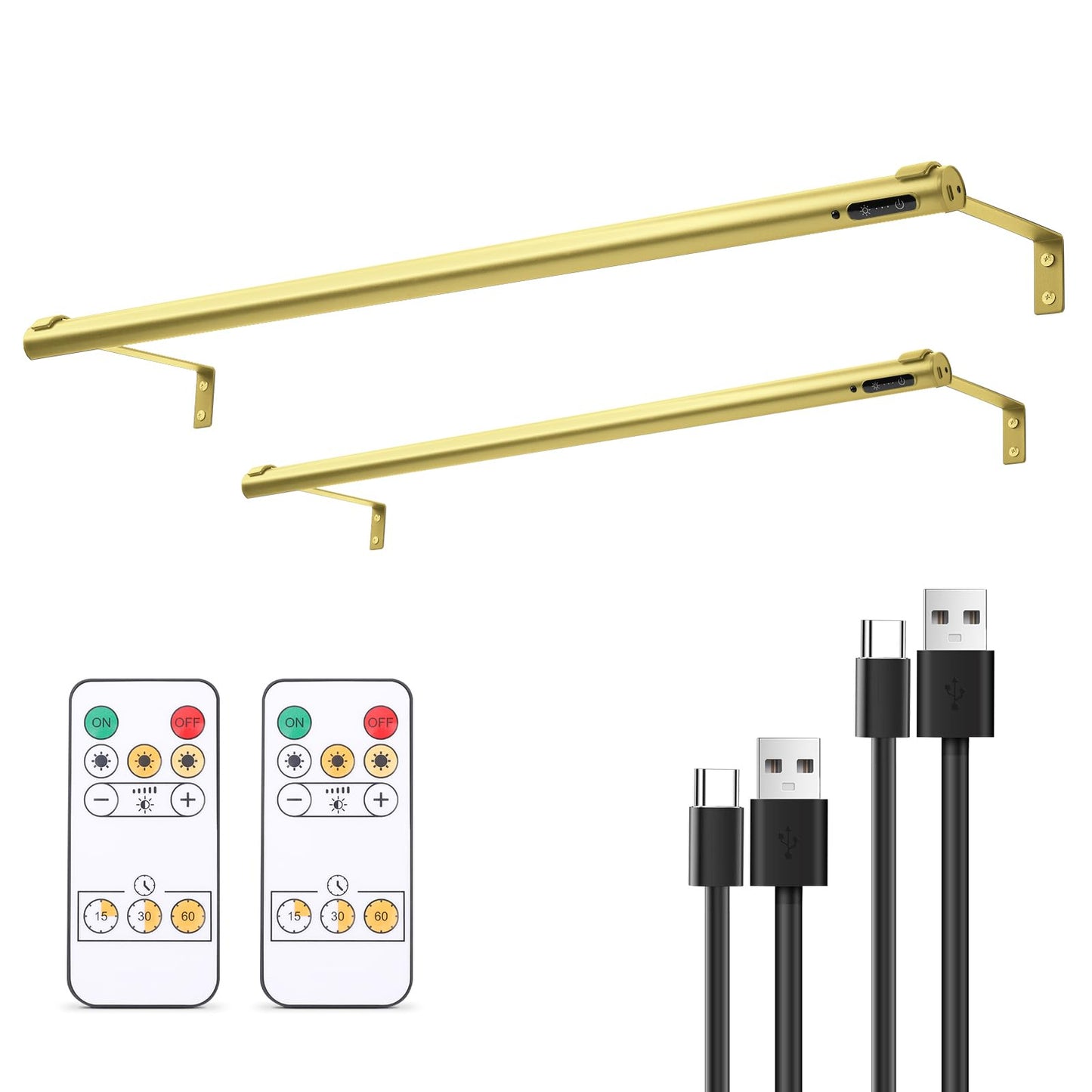 EAYOYAE Battery Operated Wireless Picture Light, Remote Control, 31.5inch, Aluminum, 2 Gold, Model PC-80B