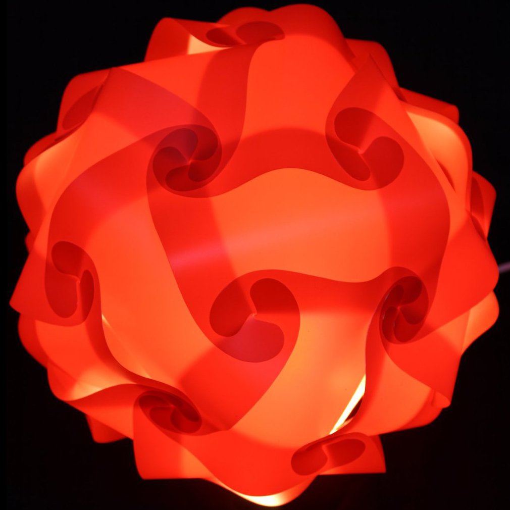 Lightingsky DIY Jigsaw Puzzle Lamp Shade Kit, Plastic, XL-16 inch, Red, Includes 15 Feet Hanging Cord
