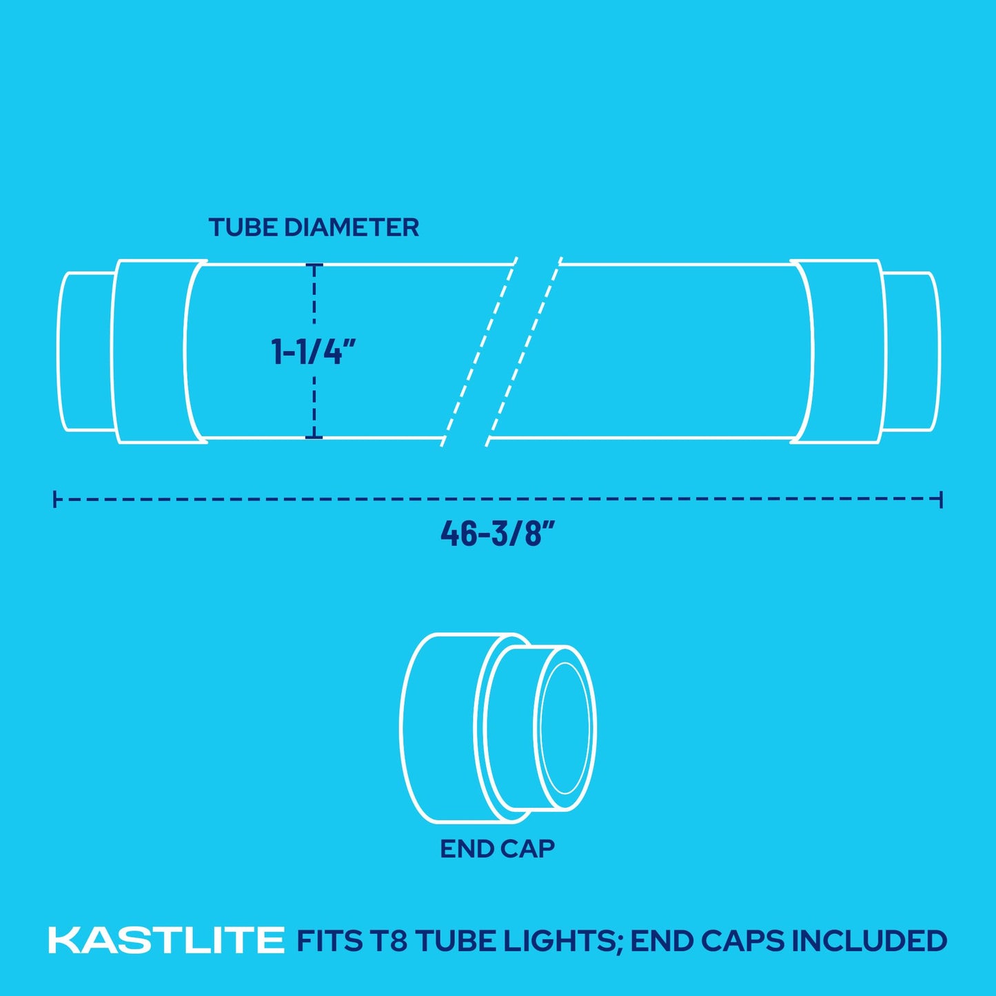 Kastlite T8 Fluorescent Light Tube Guard With End Caps - Blocks Uv Up To 520Nm - 4 Foot Fluorescent Light Diffuser Covers/Safety Sleeves  Amber Uv Protective Plastic Covering/Lighting Accessory - 6Pk