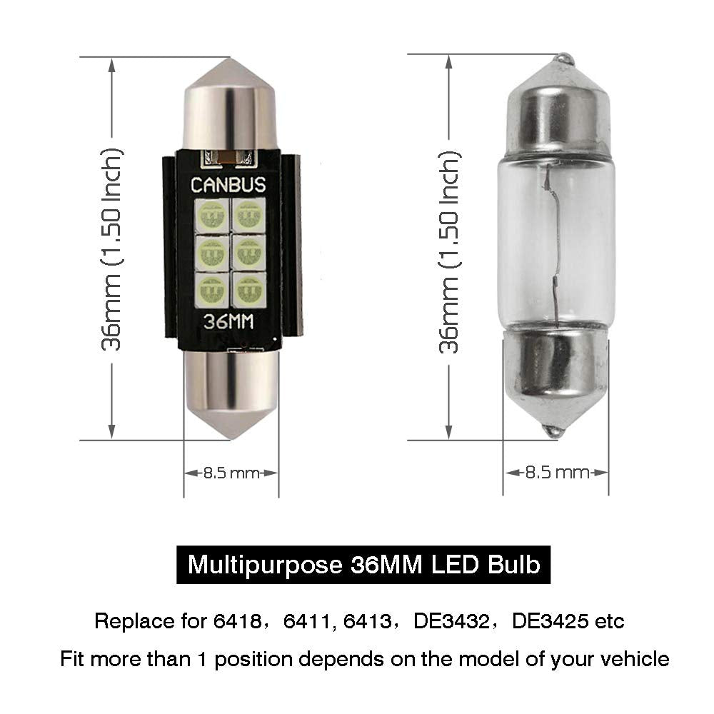 Ibrightstar 6411 6418 C5W Festoon Led Bulbs 36Mm Ice Blue For Interior Dome & License Plate Lights