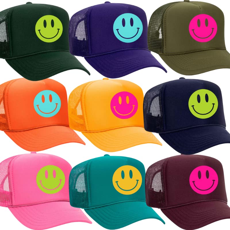FitCrush Lifestyle SMIILEY FACE Trucker Hat (Gold)