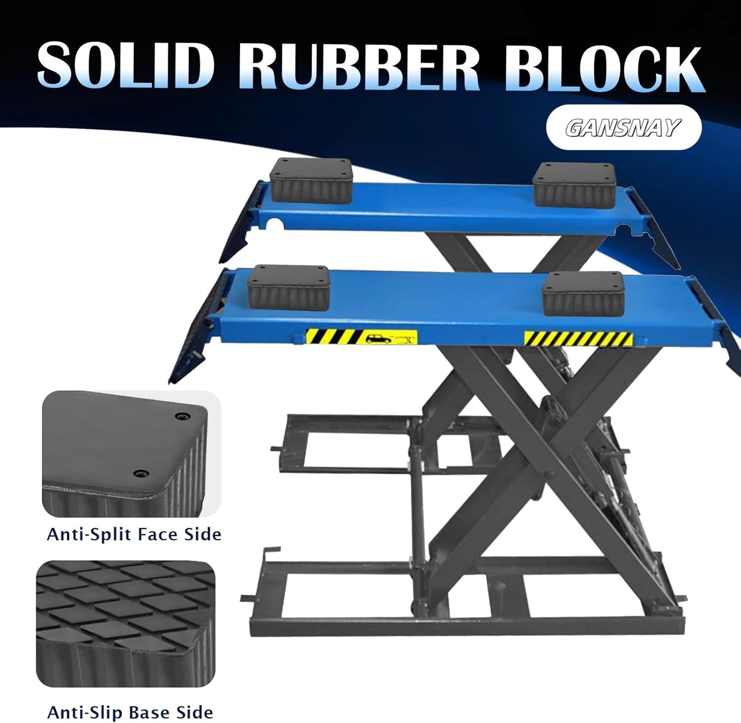 Rubber Block for Car Lift- Nylon Layer Reinforced, Heavy Duty 0000lbs Capacity, Anti-Split Spacer Pads for Commercial Scissor Lift, SUVs, Trucks& More- 6.3″(L)×4.7″(W)×4″(H) 1Piece