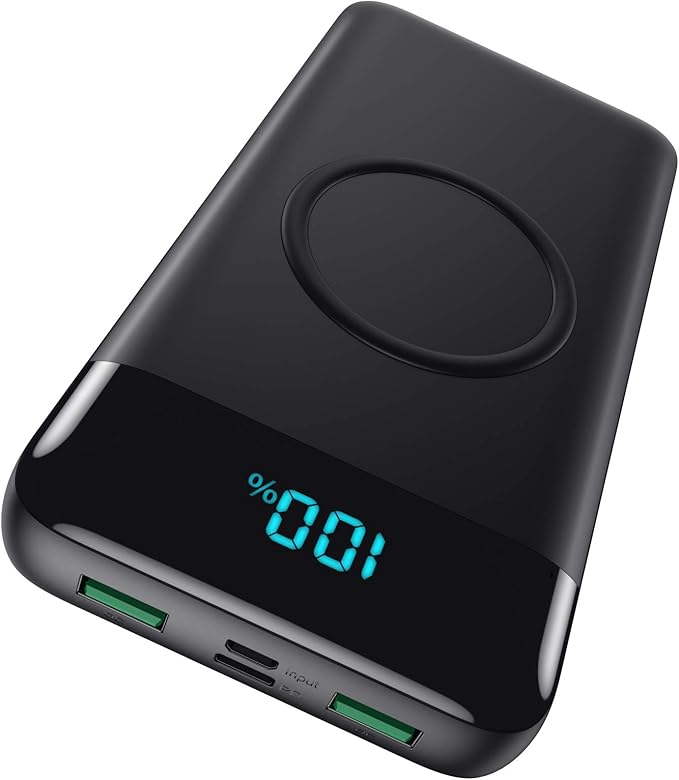 Wireless Portable Charger 30,800mAh,15W Wireless Charging USB C Power Bank,25W PD QC 4.0 Fast Charging 4 Outputs Travel Es...