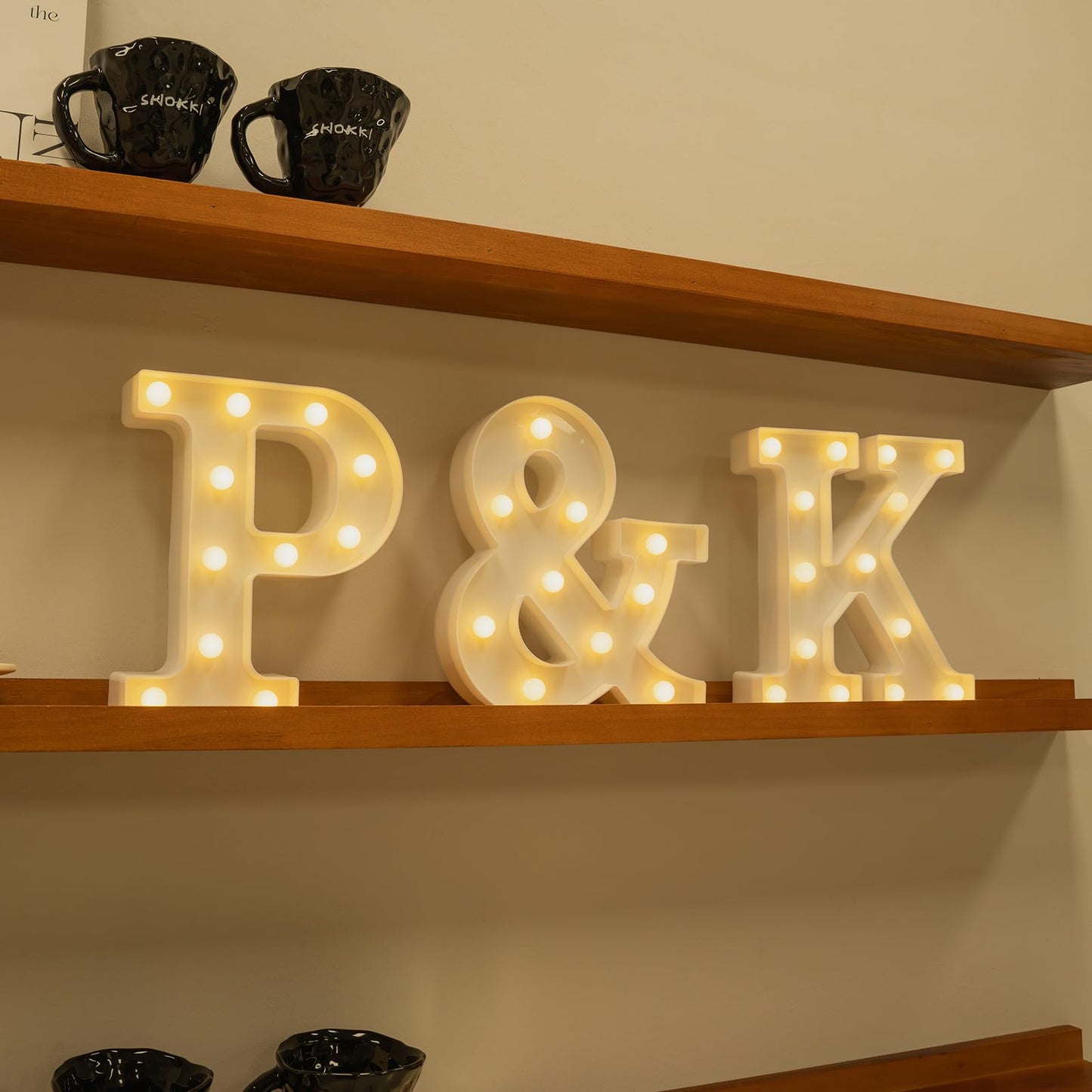 Foaky Rechargeable LED Marquee Letter Lights Sign - Warm, Plastic, Size P, Model Recharge-ABS - Night Light for Parties & Decorations