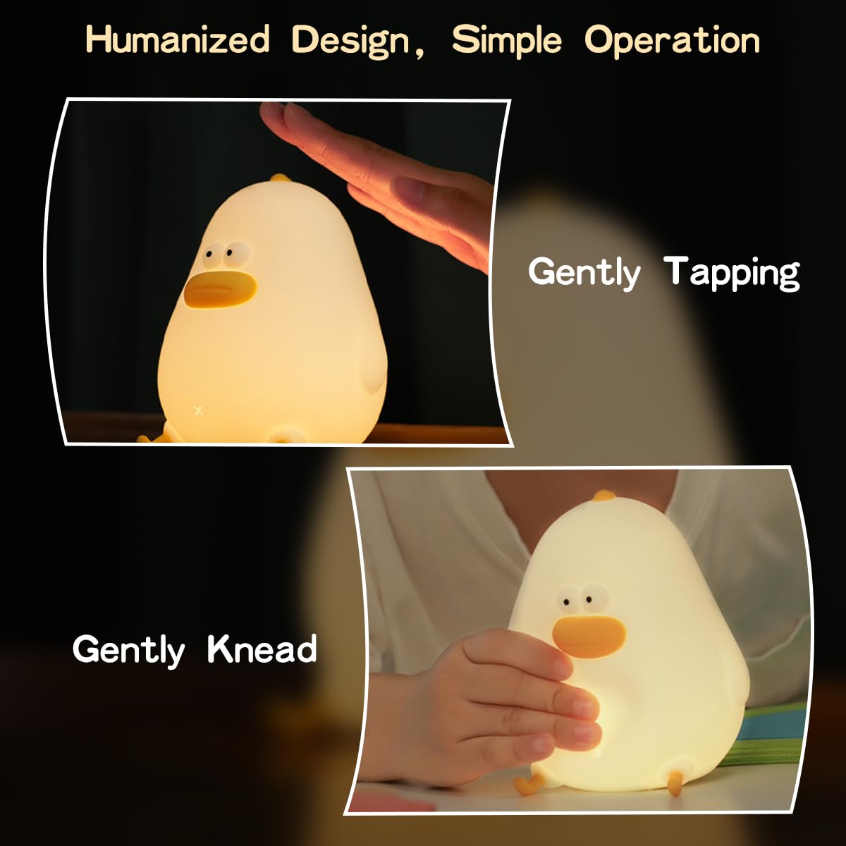 LEDHOLYT Night Light for Kids, Cute Silicone Chick Lamp, Kawaii Bedside Lamp for Bedroom, Soft Material, Chicke Color