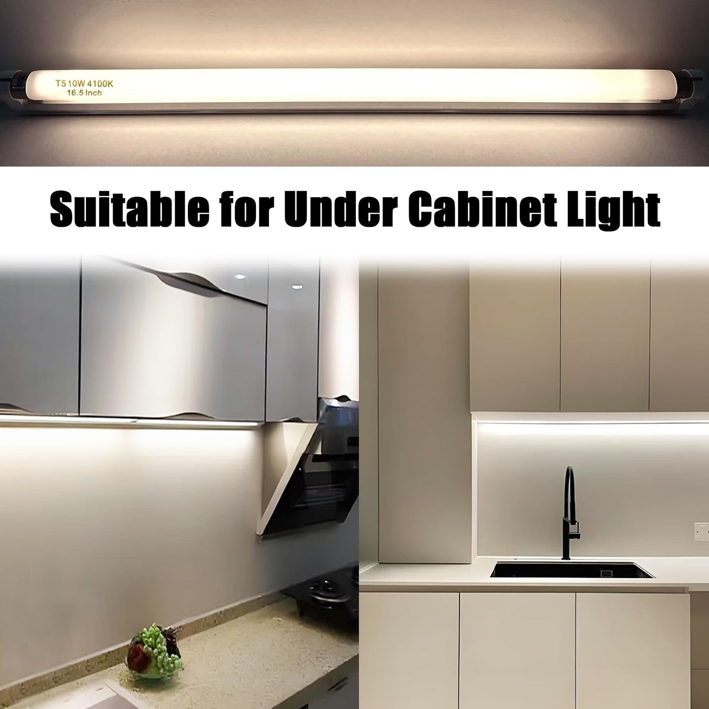 T5 10 Watt F10T5/Cw Light Bulb 16  Under Cabinet Lights Cool White  T5 10W Fluorescent Bulb Compatible With Jasco Philips  Sylvania Lighting Fixture  900Lm G5 Base  4Pack