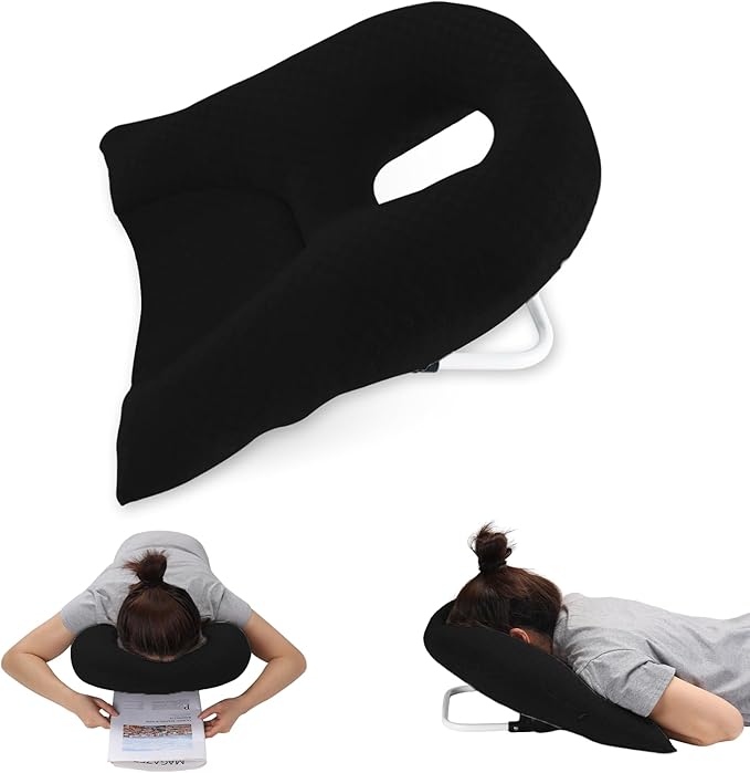 Newly Upgraded Face Down Pillow After Eye Surgery, Prone Pillow with Arm Hole for Face Down Sleeping, Retina and Vitrectomy Lying Pillow, Post Eye Surgery Recovery (Black)