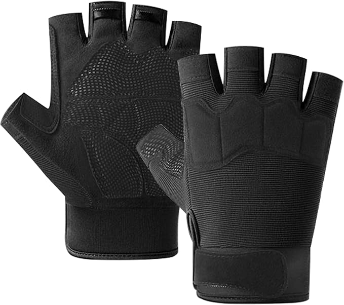 Towintec Fingerless Tactical Gloves, Padded Lightweight Breathable Climbing Glove for Rock, Motorcycle, Climbing, Cycling,...