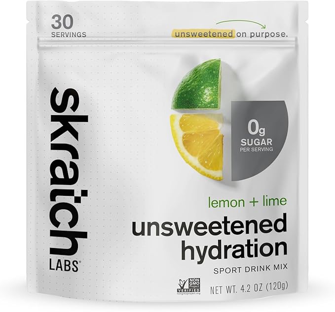 Skratch Labs Unsweetened Hydration Sport Drink Mix | Sugar Free | Electrolytes Booster | Lemon + Lime - 30 Servings | Non-...