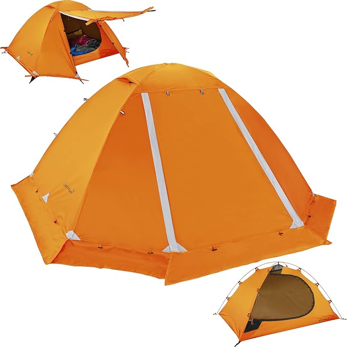 Clostnature Libra Lightweight Backpacking Tent - 1/2 Person 4 Season Ultralight Waterproof Camping Tent, Large Size Easy Setup Tent for Winter, Cold Weather, Family, Outdoor, Hiking and Mountaineering