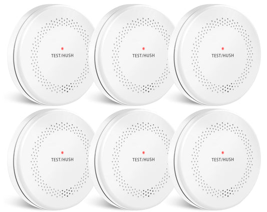 6 Pack Combination Smoke and Carbon Monoxide Detectors, HATHEPHS 10 Years Battery Dual Sensor Fire and CO Alarms with Large Test/Silence Button