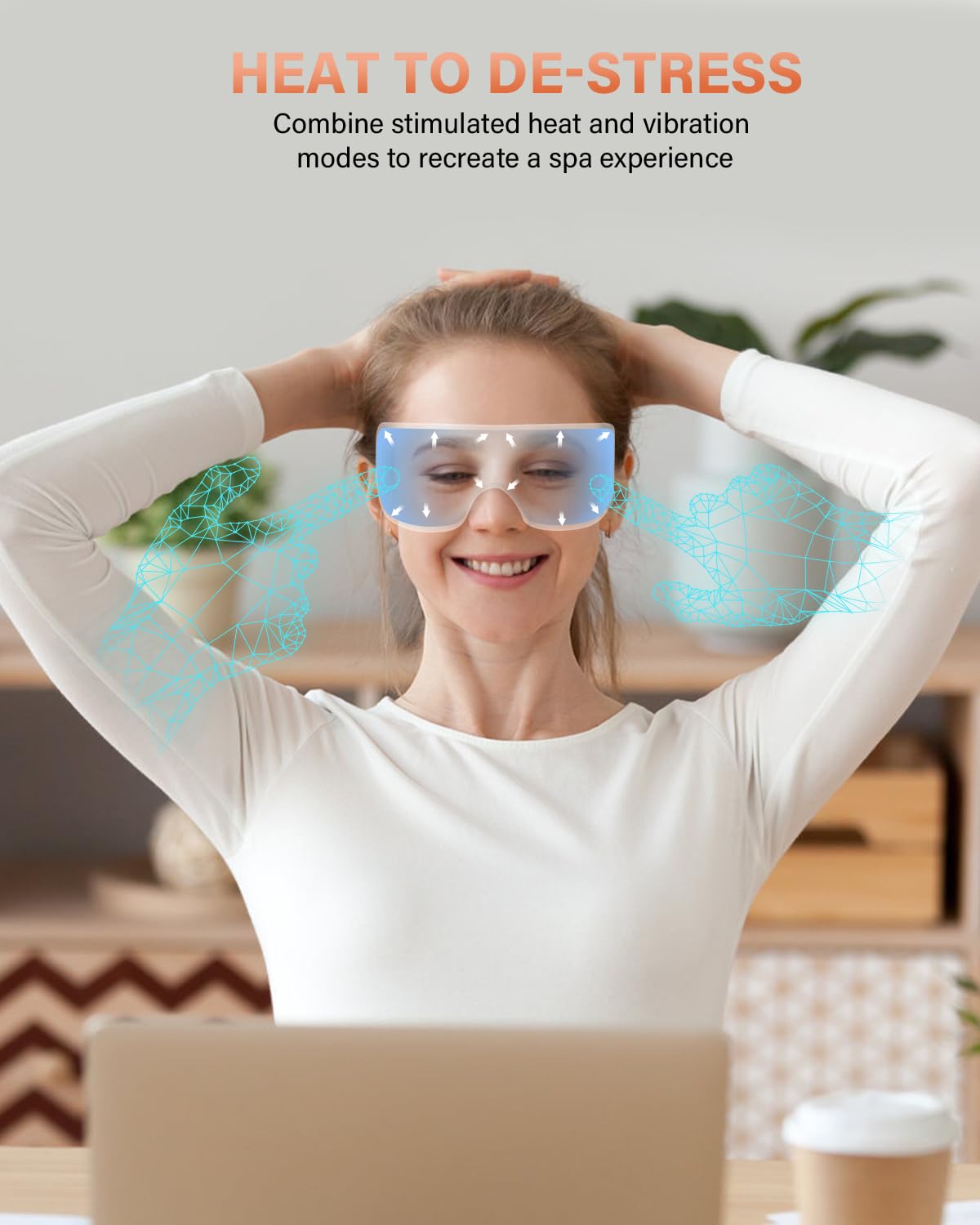 ZZR SEVEN Eye Massager with Heat, 7 Heating and Vibration Modes, Eye Mask, Birthday Gifts for Women, Men, Friend, Mom and Dad, Sleep Mask for Relax, Migraine Relief, Improve Sleep, Pink