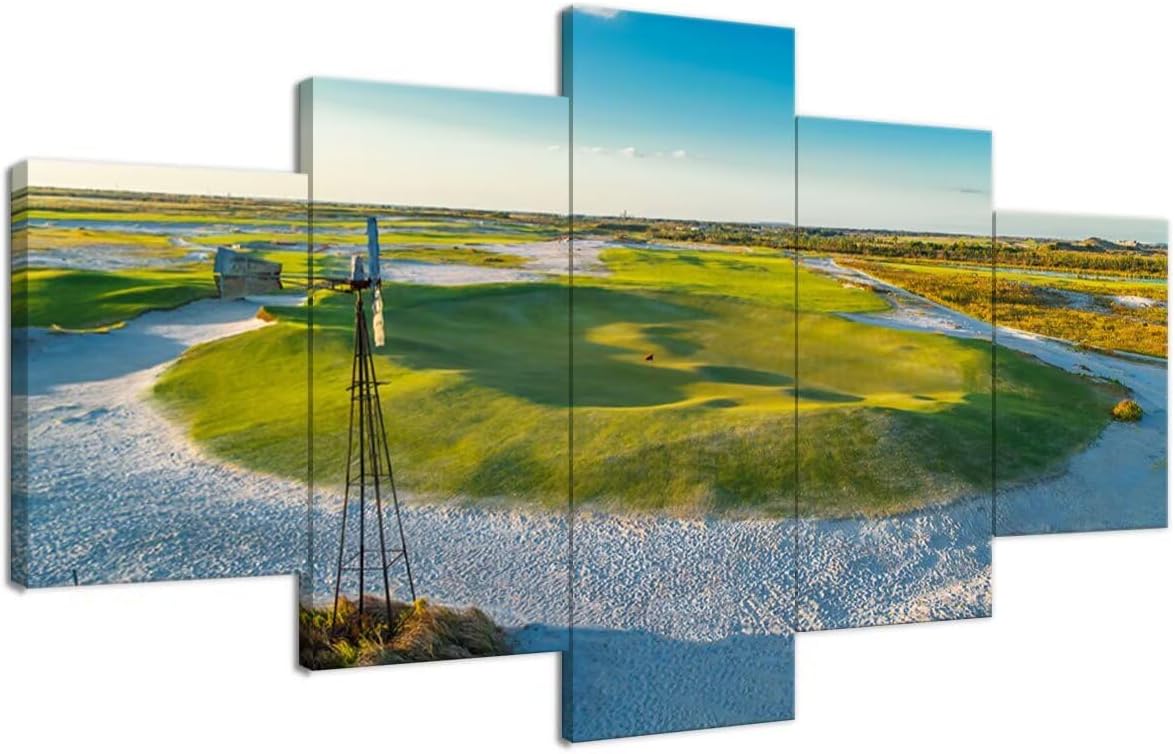Streamsong Black Course 9th Hole Wall Art for Living Room Bedroom Bathroom Home Decorations Golf Course Pictures Posters Framed Artwork Canvas Prints Ready to Hang(50''W x 24''H)