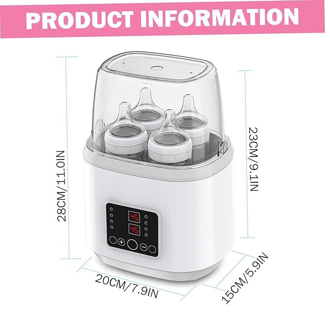 Bottle Warmer, Baby Bottle Warmer ＆ Steriliser Temperature Adjustable Portable Remote Control Baby Food Heater with LCD Display for Breastmilk or Formula, Grey