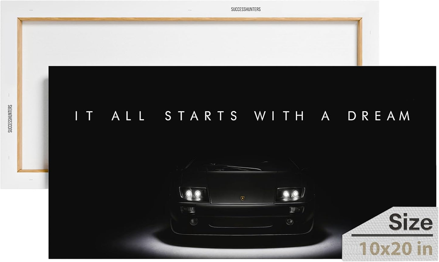 Motivational Wall Art for Office, Super Car Art Canvas, Inspirational Automotive Decor for Lamborghini Diablo Sportscar Lovers, Motivational Wall Decor for Office and Home, Car Poster (10" x 20" in)