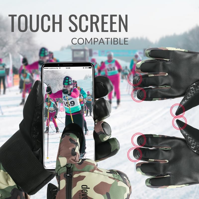 devembr Snowboarding Gloves with Wrist Guards, Ski Gloves Touchscreen