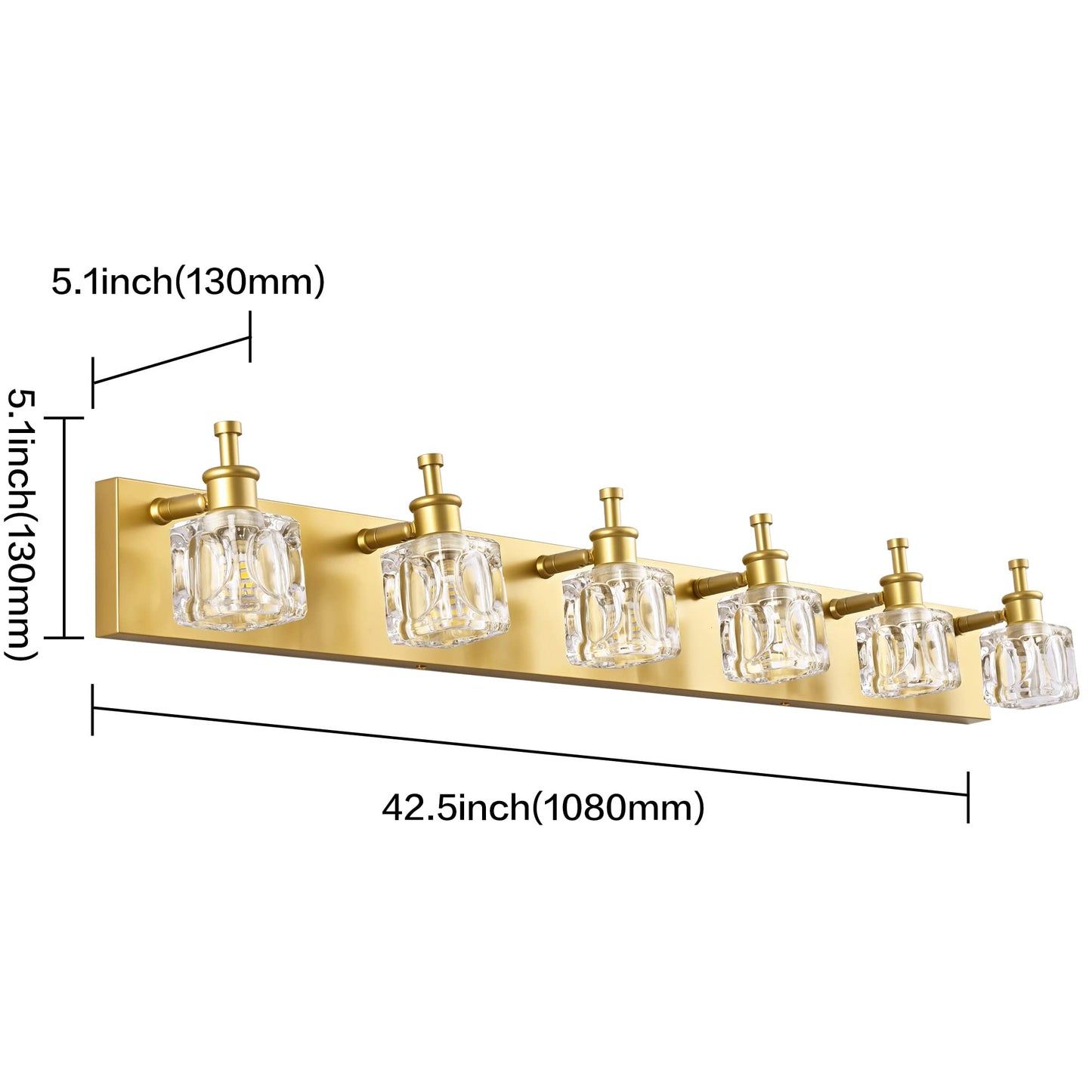 PRESDE 6 Light Bathroom Vanity Light Modern Gold Crystal Fixtures Over Mirror - Model f67bbdd5-3720-4351-9844-03f07d359eac